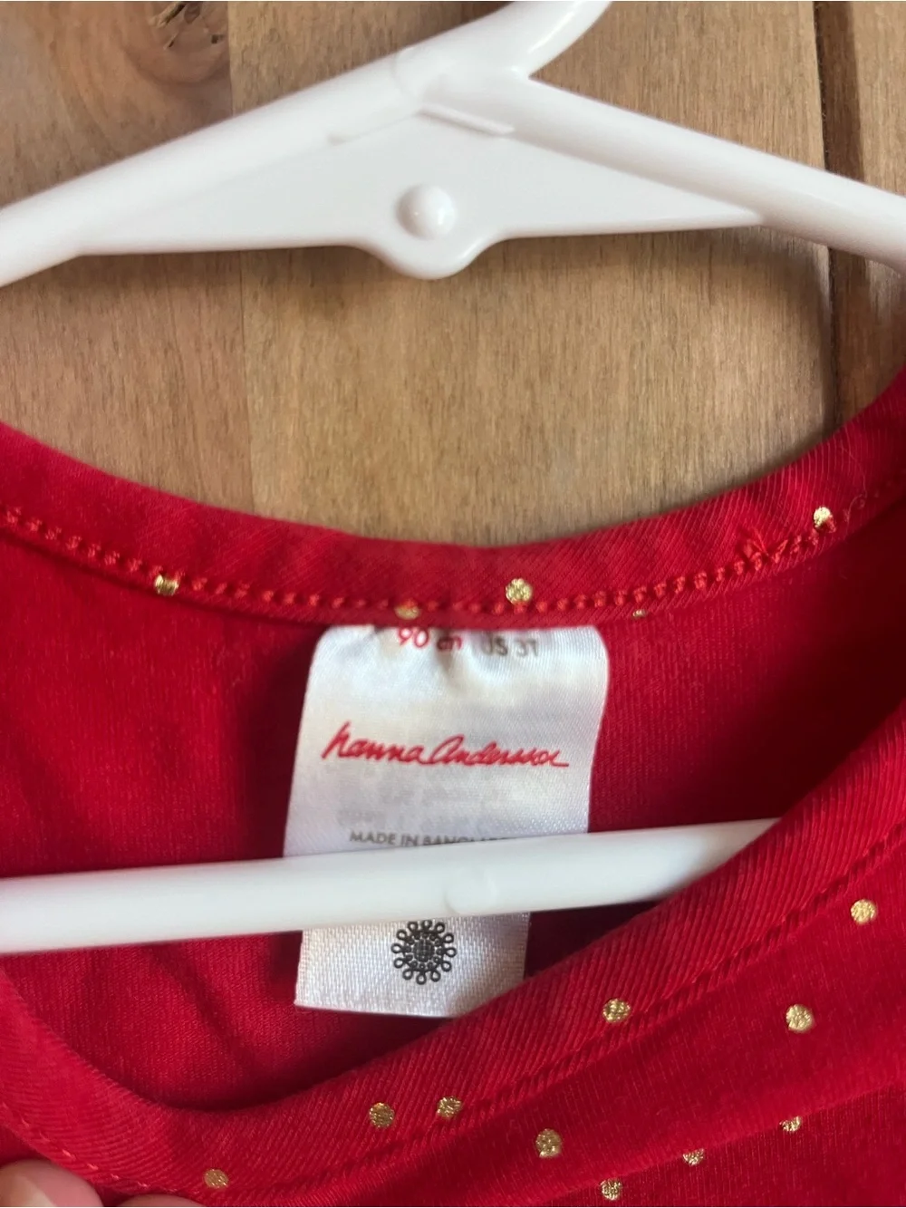 Hanna Andersson Red Dress with Gold stars and dots with Matching Leggings - 3T